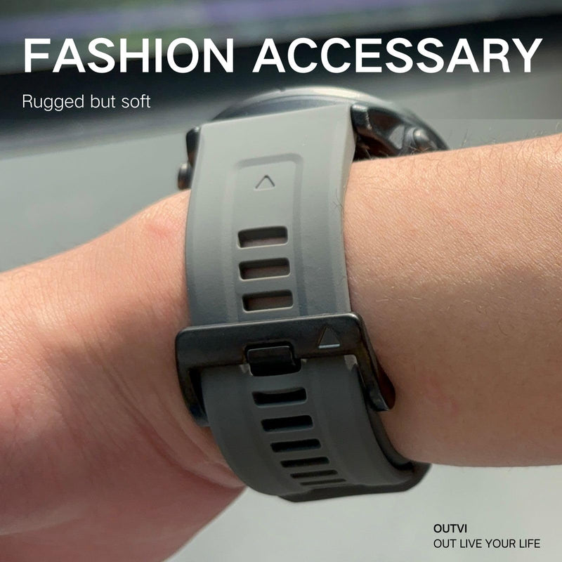 26mm watch band for garmin fenix 5x 6x 7x 3 hr quickfit 26 watch band for garmin women men silicone White and Grey Bundle