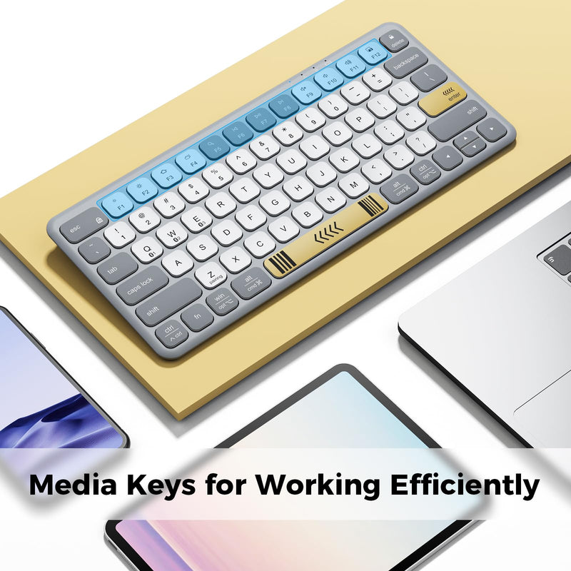 [AUSTRALIA] - iClever Compact Keyboard, BK50 Bluetooth Keyboard for iPad, Colorful iPad Keyboard, Portable and Ultra Slim Design, Sync to 3 Devices, with Large Keycap for iPhone, Laptop, Tablet, Windows 