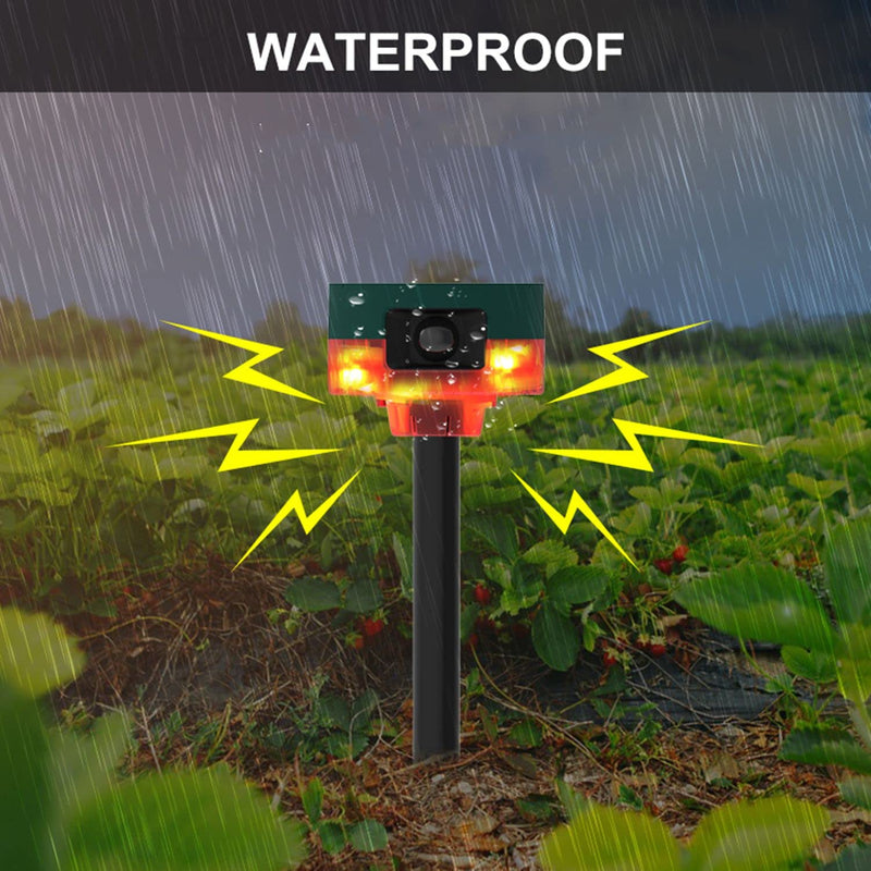 [AUSTRALIA] - HULPPRE Solar Outdoor Motion Sensor Alarm-Dog Barking&Gunshot Sound,130db Loud Noise Maker,Support Recording,13 Kinds of Sound Strobe Light with USB,Say Goodbye to The Intruders 