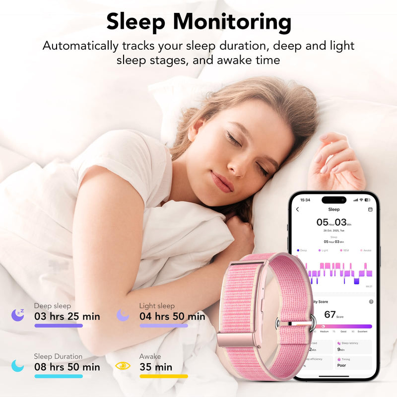Health Activity Fitness Trackers for Women, 2026 Wearable Smart Bracelet, 120+ Sport Modes Smart Band, All-Day Continuous Heart Rate Blood Pressure Stress HRV Monitor, 24H Sleep Tracker with Free App