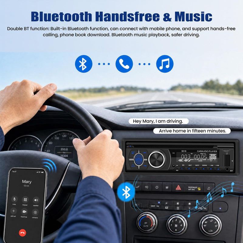 SIXWIN Single Din Car Stereo with Double BT Voice Assistant Find Car Function Audio Recording APP Control FM AM CD DVD Car MP3 Player USB AUX Port Car Audio System P3-support DVD