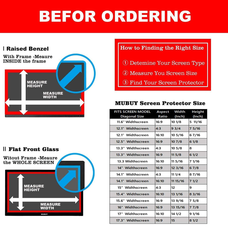 15.6" Screen Protector Tempered Glass for HP Laptop 15.6, HP Pavilion/Envy 15.6, Dell Inspiron 15, Lenovo Ideapad 15, Acer Aspire 5, Chromebook 15.6 & Other 15.6 16:9 Laptop (13 9/16 x 7 5/8 Inch)