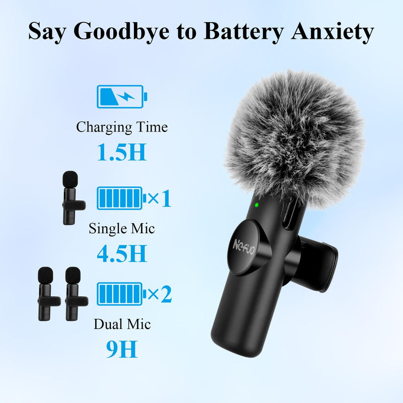 2 Pack Professional iPhone Wireless Lavalier Microphone for iPad, Crystal Clear Sound Quality with Noise Reduction Lapel Microphone Plug-Play for Interview Video Podcast Vlog YouTube TikTok Lightning Interface