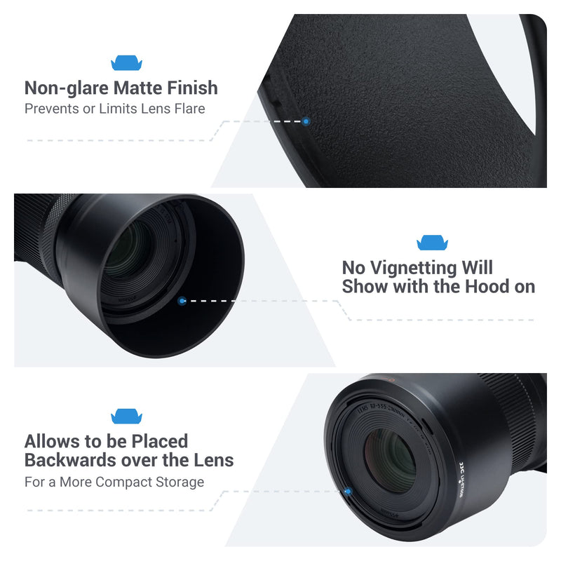 JJC Lens Hood for Canon RF-S 55-210mm F5-7.1 is STM on R50 R100, Reversible Lens Shade Replace Canon ET-60B Lens Hood, Compatible with 55mm Filters and Lens Cap Replace ET-60B