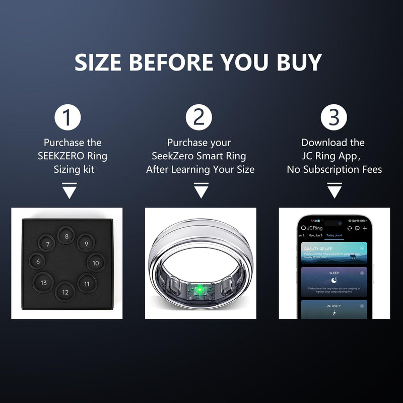 Smart Ring for Women Men, Minimalist Health Ring with Heart Rate, Step Counting, Calories, 5ATM Waterproof Smart Rings for iPhone and Android, No Subscription(Silver 7)