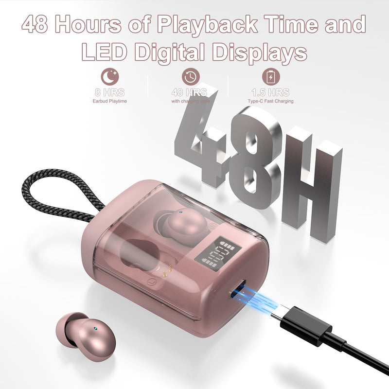 Sleep Earbuds Bluetooth 6.0 in Ear, Sleep Headphones with Sleep Monitor APP, 2026 New Mini Sleep Ear Buds with Small Earplugs for Side Sleepers, 48H Playtime Sleep Earphones with Sleep Mode Rose Rose Gold