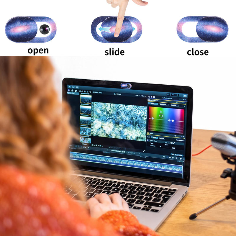 8PCS Webcam Cover Slide, Starry Sky Laptop Camera Cover Slide Phone Camera Cover Ultra Thin Computer Camera Cover Slide Blocker Slider Privacy Security Protector for PC Pad Video Front Lens