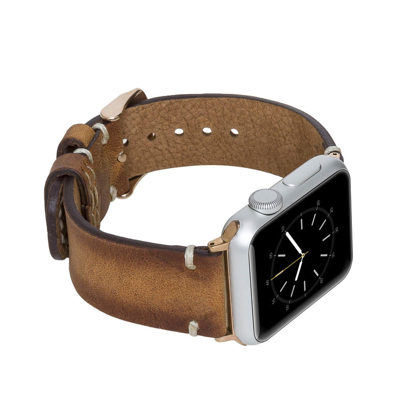 Venito Sarno for Apple Watch Ultra 2 / Ultra Band 49mm 45mm 44mm 42mm 41mm 40mm 38mm Handmade Premium Leather Watch Band Compatible with iWatch Series 9 8 7 6 5 4 3 2 1 SE Antique Brown w/Rose Gold Connector&Clasp 49mm/45mm/44mm/42mm
