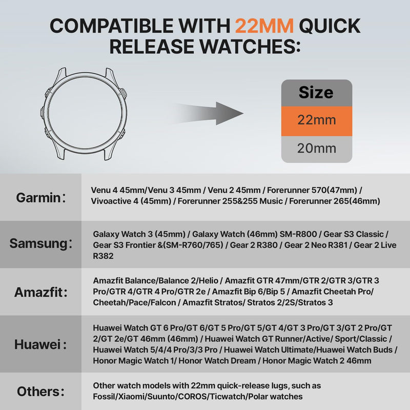 Bandletic 22mm Quick Release Magnetic Watch Band and Nylon Strap