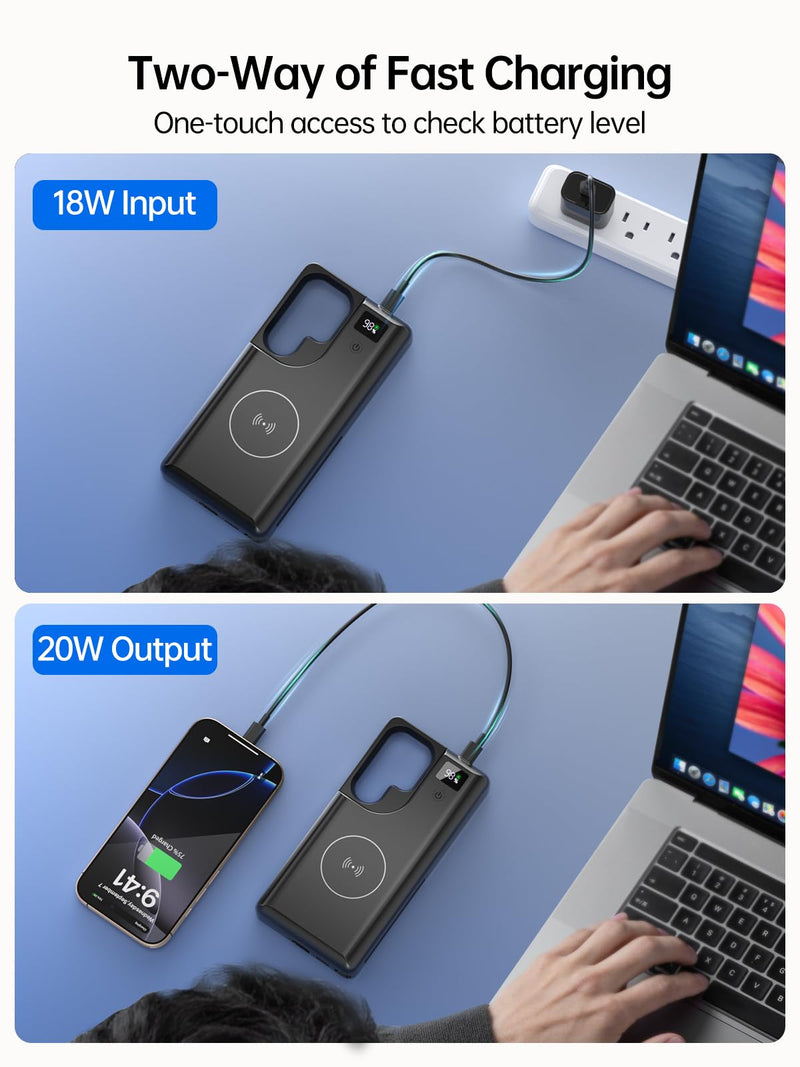 10000mAh Battery Case for Galaxy S25 Ultra+Portable Charger for Apple Watch