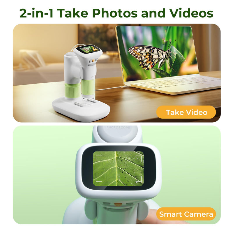 Microscope for Kids, M&G 1000X Handheld Digital Kids Microscope with 2.0 Inch Screen, Portable Pocket Miniscope Educational Science Toys for Age 3 4 5 6 7 8 9 10 11 12 Girls Boys