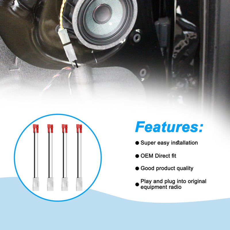MEIRIYFA 72-6514 Speaker Wiring Harness Connector,72-6514 - Door Speaker Replacement Speaker Wire Harness for Jeep Dodge Chrysler Models Front Rear Door Speaker Wiring Harness Adapter-4 PCS