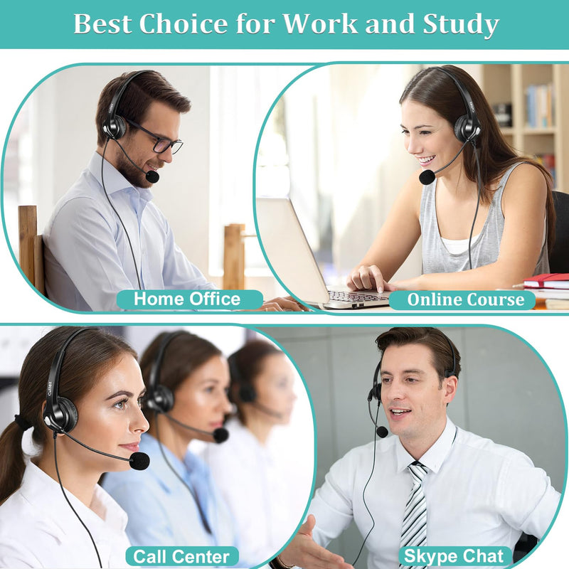 Callez 3.5mm Jack Cell Phone Headset with Microphone Noise Cancelling for PC Laptop, Wired Computer Headphones for iPhone Android Zoom Home Office Work School Classroom, in-line Control, Comfort-Fit Gray-Monaural