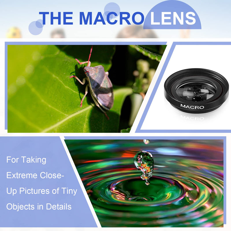 [AUSTRALIA] - 2 Pack Universal 3 in 1 Camera Lens Kit Phone Camera Lens Clip Fisheye Lens Macro Lens Wide Angle Lens Cell Phone Lens Attachments Compatible with Most Smartphones for Video, Live Show, Vlog 