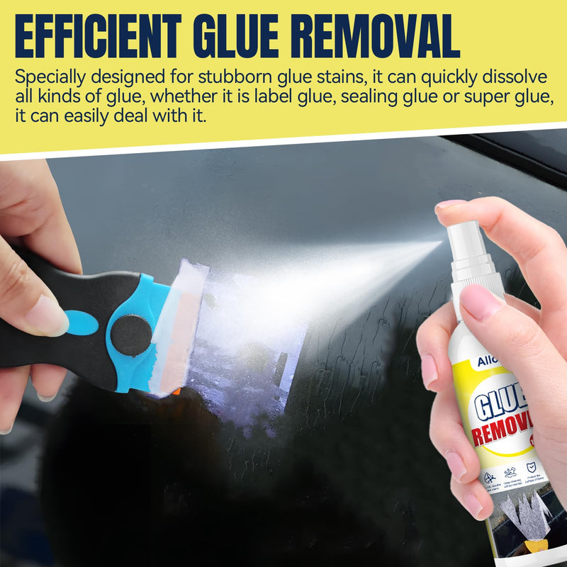 ALLONY Label Remover, Label Remover Spray, Adhesive Remover Extra Strong, Sticker Remover, Carbon Remover with Scraper, Quickly Removes Stubborn Adhesive Residue, Glue Remover - 120 ml