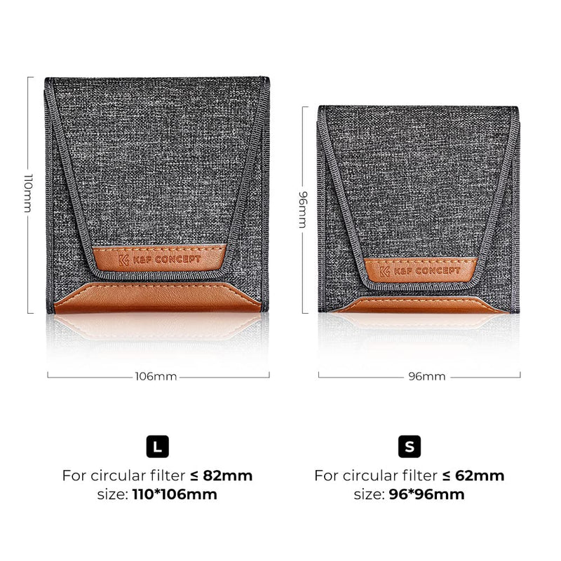 K&F Concept Lens Filter Pouch, Lens Filter Case 3 Pocket Professional Photography Filter Holder Belt Bag Pouch Water-Resistant and Dustproof for Filter Up to 62mm S