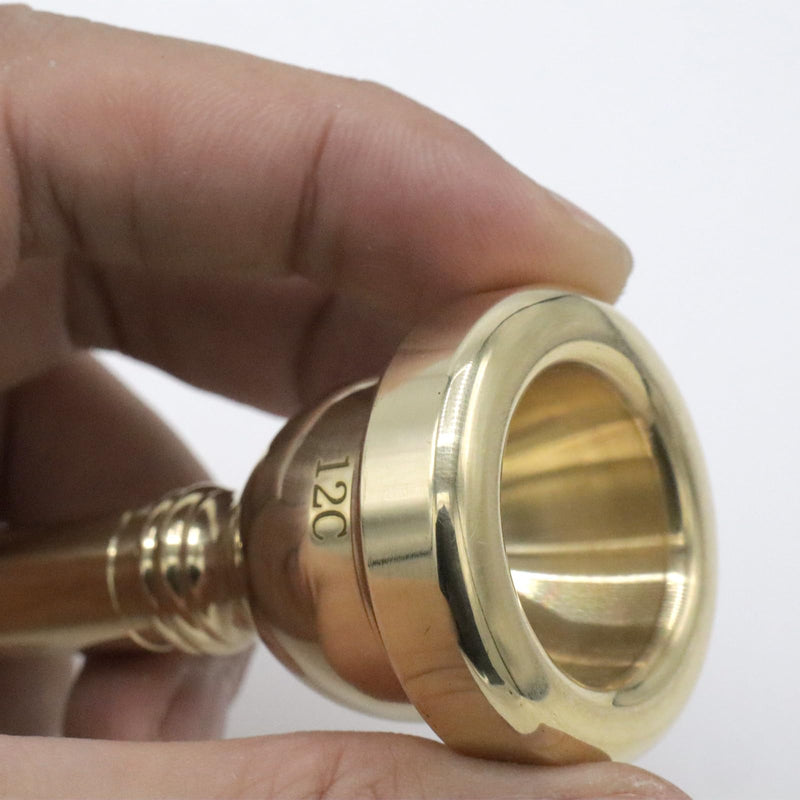 CashBeat 12C Gold Plated Small Shank Trombone Mouthpiece, Euphonium Mouthpiece for Superior Sound, Compatible with Baritone and Tenor Trombone, Brass Instrument Accessories
