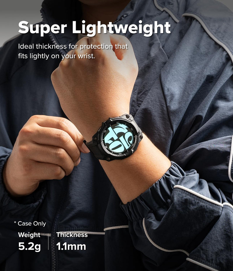 Ringke Bundle [Case with Strap + Screen Protector] for Galaxy Watch 8 Classic 46mm : Rugged Gear [All Black] + Tempered Glass Pro [2 Pack]
