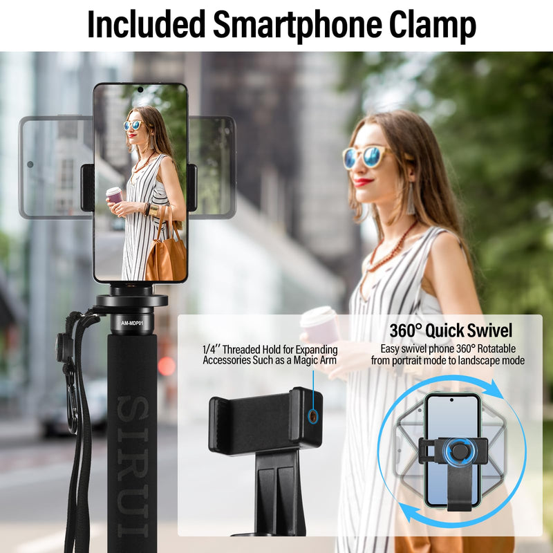 SIRUI Camera Monopod AM-MDP01, 65 inch Carbon Fiber Monopod Compact Lightweight for Travel, Max Load 22lbs/10kg