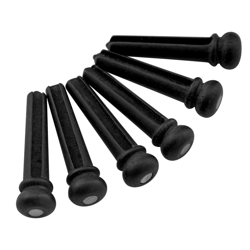 Musiclily SlottedGuitar Ebony Bridge Pins Endpins for Taylor Martin Acoustic Guitar Replacement, Black with White Pearl Shell Dot (Pack of 6) Black w/ White Dot Ebony