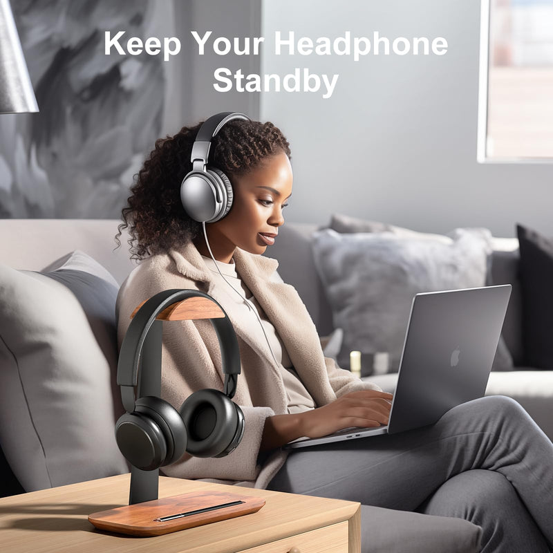 UPERGO Headphone Stand Wood and Desk Draw Organizer