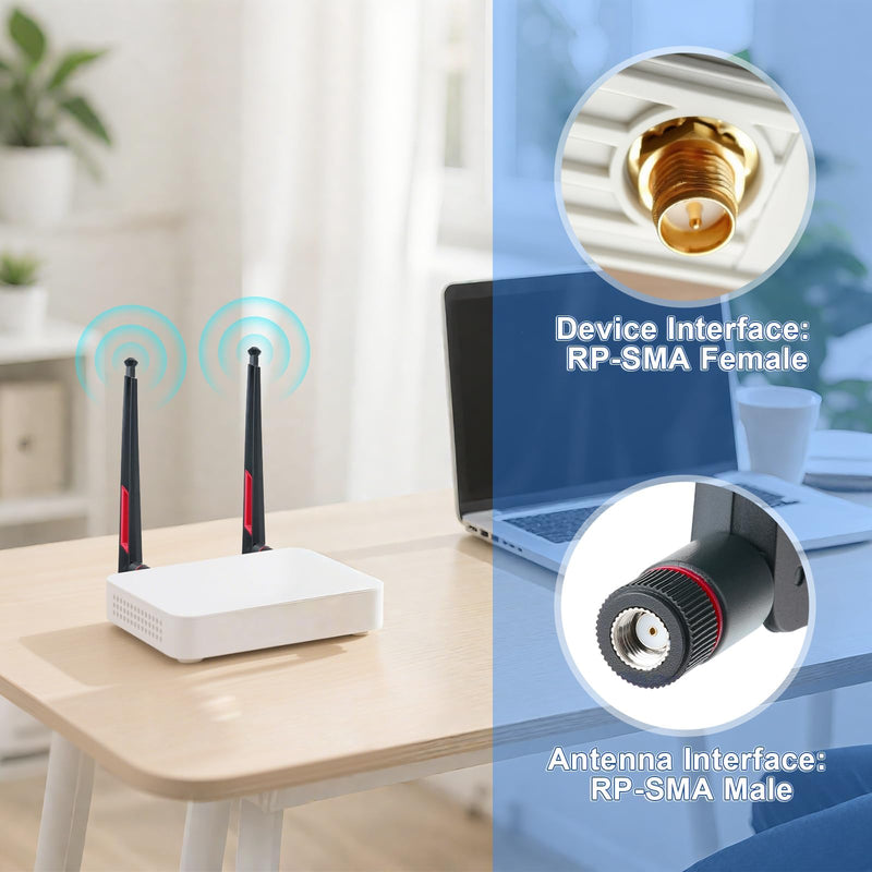 Superbat Dual Band MIMO Bluetooth RP-SMA WiFi Antenna 2pcs for PC Desktop | 2.4GHz 5GHz 5.8GHz for Computer WiFi Router Wireless Network Card Security IP Camera Video Surveillance Monitor