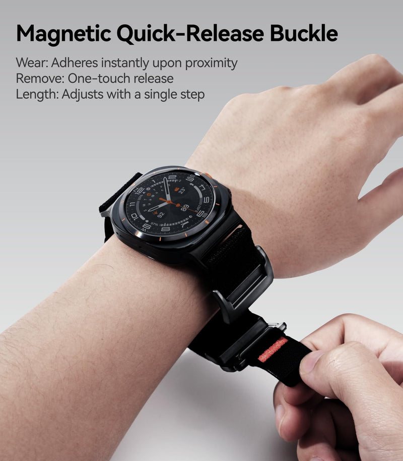 Aulumu CS03 Titanium Galaxy Watch Ultra (2025/2024) 47MM Snap Functional Buckle Band | Luxury Embossed Texture Knit | Quick-release Design | For Samsung Watch Ultra Bands 47MM BlackTitanium/Black