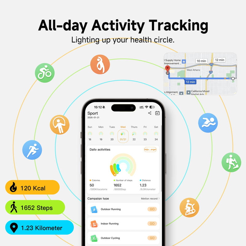 Smart Bracelet, Subscription-Free 24/7 Health Tracking, Heart Rate, SpO2, HRV & Sleep Tracker with IPX8 Waterproof, Wearable Activity & Fitness Tracker, 7-Day Battery, 2 Bands black&black