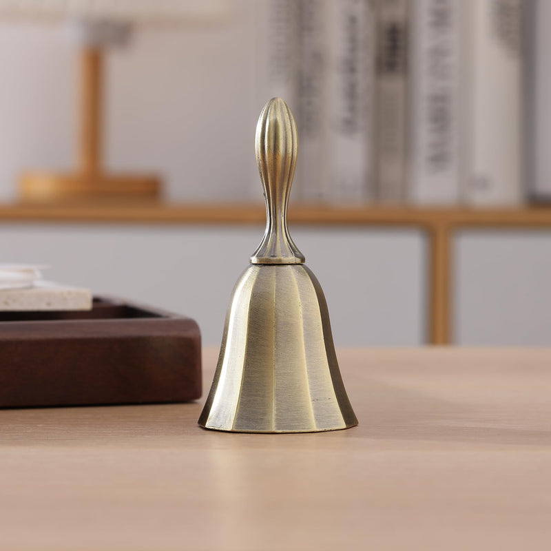 Super Loud Solid Brass Hand Call Bell for Ringing at Wedding, Hand Bells for Seniors Bedside, Teacher Classroom Bell, Dinner Bell, Tibetan Bells, Meditation Bell, Gift for Bedridden Kids Mom