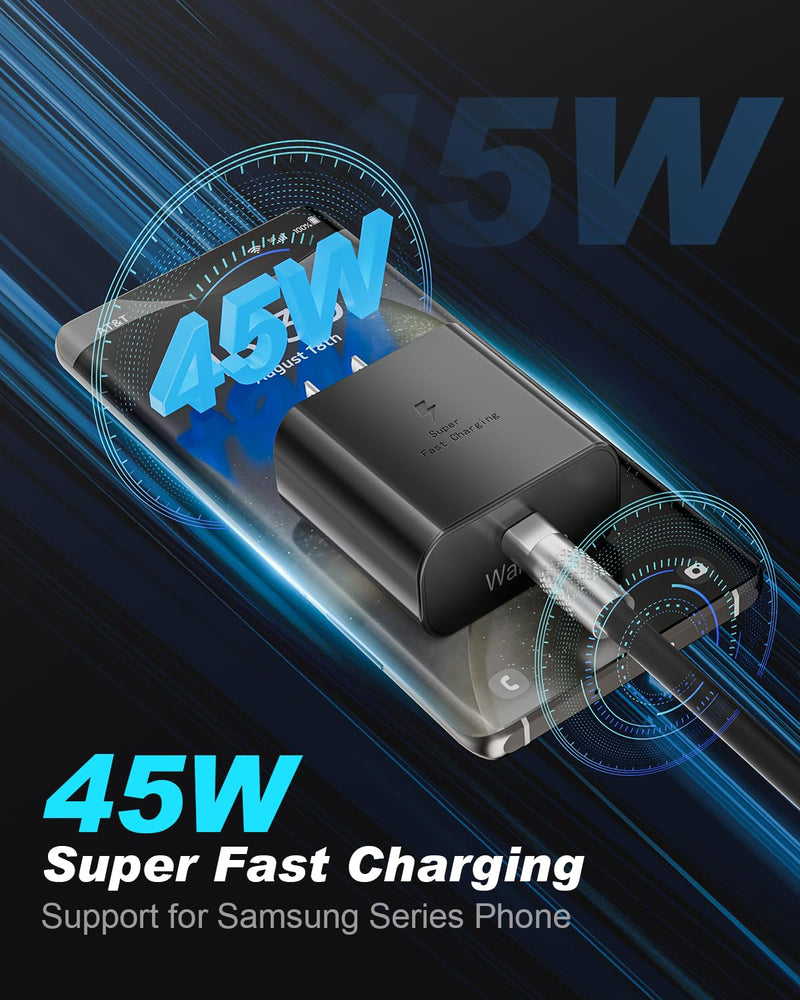 [AUSTRALIA] - 2Pack 45W Type C Charger Fast Charging, Waimeto Super Fast Charger USB C with 2X 10ft Type C to C Long Charging Cable for Samsung Galaxy S24 Ultra/S24/S23/S22 Ultra/S22+/S22 Plus/S21+/Note 20/Note10+ 