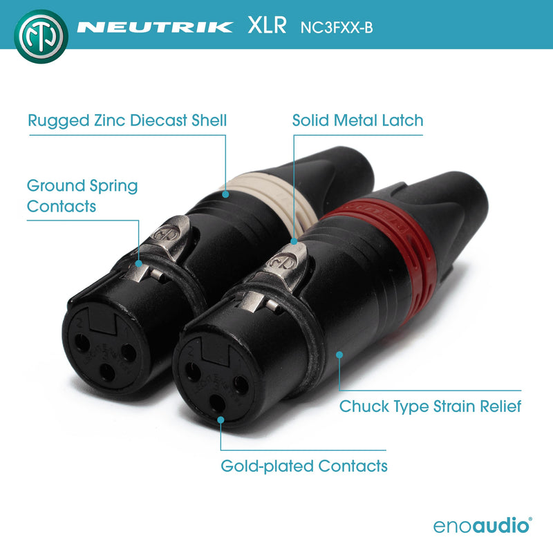 enoaudio Mogami 2534 Quad Pair (L,R) Cable | Neutrik XLR Female - XLR Male | HiFi - 4.92 ft / 1.5 m