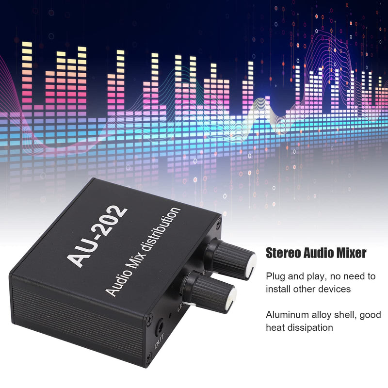 Mini Audio Mixer Aluminum Alloy Portable Stereo Mixer with Power Adapter 100-240V Professional Compact Sound Console for Recording Mixing Live Performance
