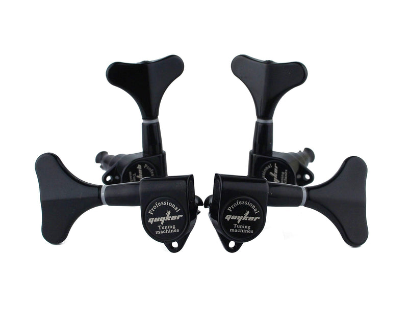 [AUSTRALIA] - Guyker Guitar Bass Tuners (2R + 2L) - 1:17 Ratio Headstock Sealed Tuning Key Pegs Machine Head Replacement for Electric Jazz Bass or Precision Instruments - Black 2R + 2L 