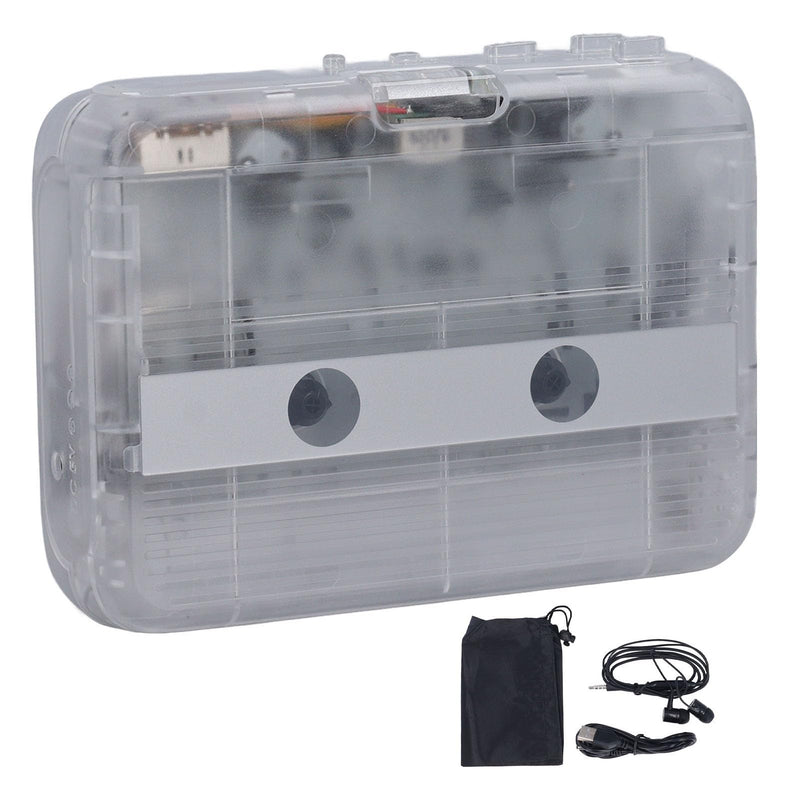 [AUSTRALIA] - VBESTLIFE Portable Cassette Player Recorder with Bluetooth Transmitter, Cassette Tape Player with 3.5mm Headphone Jack,Powered by AC Adapter or AA Battery (Clear) Clear 