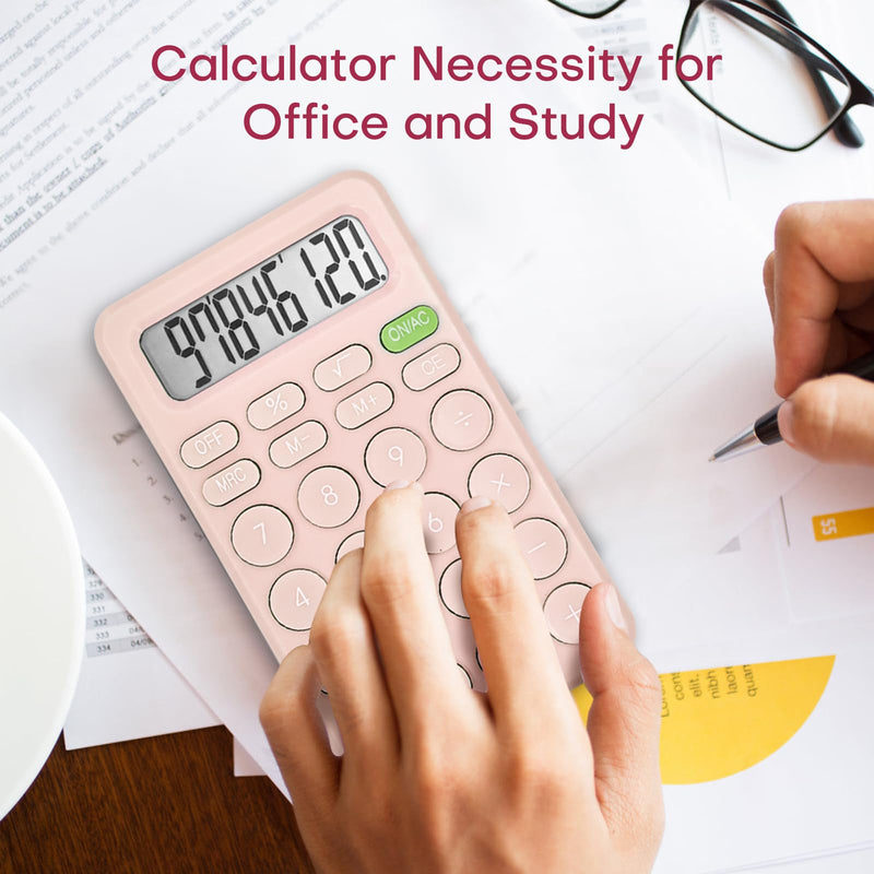 Cute Calculator, Basic Four Function Calculator for Teachers Students Basics Office, Small Handheld Calculator, 8 Digit with LCD Display, Sensitive Button, 5.5×3.2 inches Pink