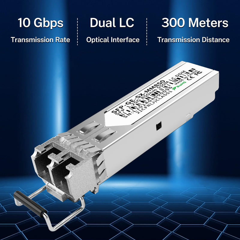 4Pack 1.25G SFP Module 1000Base-SX Multimode LC Transceiver, 850nm MMF, 550m Range - Compatible with Cisco SFP-GE-S, Meraki MA-SFP-1GB-SX, Ubiquiti UF-MM-1G, Mikrotik, TP-Link, Netgear, Aruba and more 4PCS 1.25G Multi-Mode SFP Module