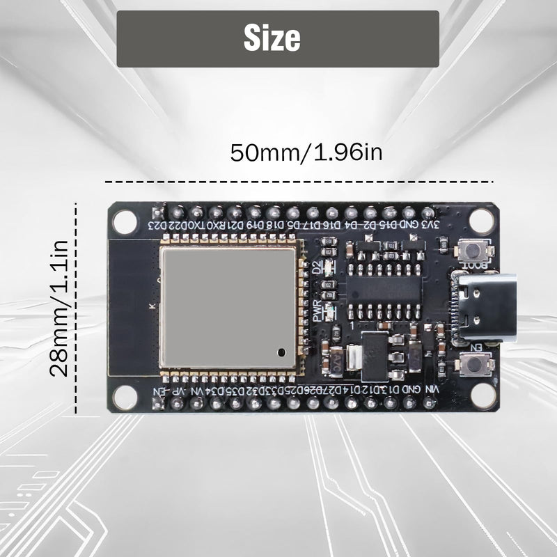 For ESP32 NodeMCU Development Board, QIQIAZI for ESP32 NodeMCU for ESP32 USB C Module, 2.4 GHz WiFi + Bluetooth Dual-Cores, with CH340 Chip, for Arduino (Pack of 2)