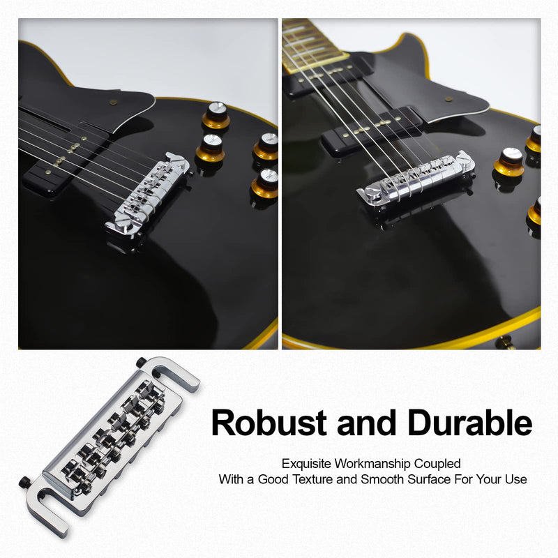 SAPHUE Wraparound Bridge Tailpiece Intonatable Combo Bridge Tailpiece for Solid-body Electric Guitar (Chrome) Chrome