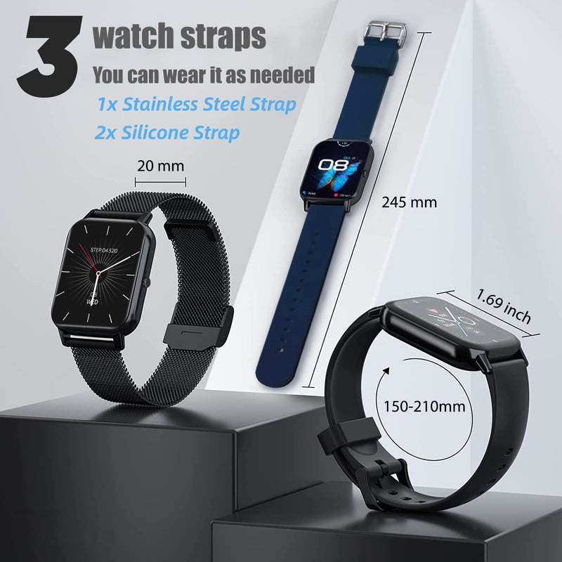 Smart Watch for iPhone Compatible - 2023 Smart Watch Answer Make Call for Android Phones for Women Men, Heart Rate Blood Oxygen SpO2 Sleep Fitness Watch Tracker Compatible Android iOS Phones black