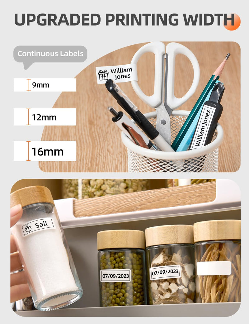 [AUSTRALIA] - Makeid E1 Label Maker - Bluetooth Rechargeable Label Maker Machine - QWERTY Keyboard Labeler, 3.4" Backlighting LCD Screen - Prints 9~16mm Label - Home and Office Organization Black 