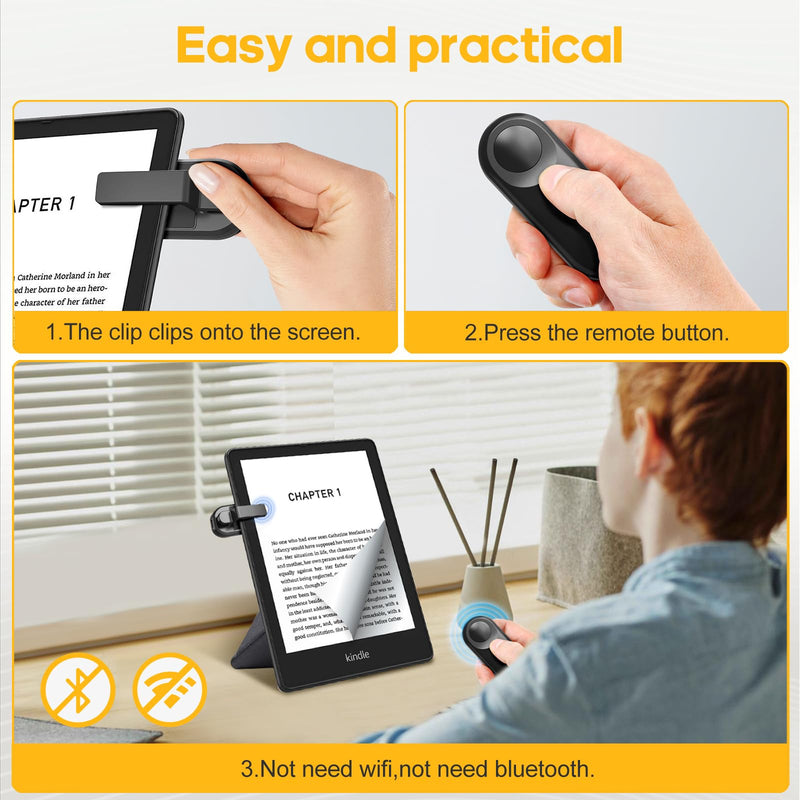 Remote Control Page Turner for Kindle Paperwhite Accessories Kobo Surface Comics Novels Reading, Page Turner for iPhone ipad Android Tablets Reading Taking Photos Camera Video Recording Remote