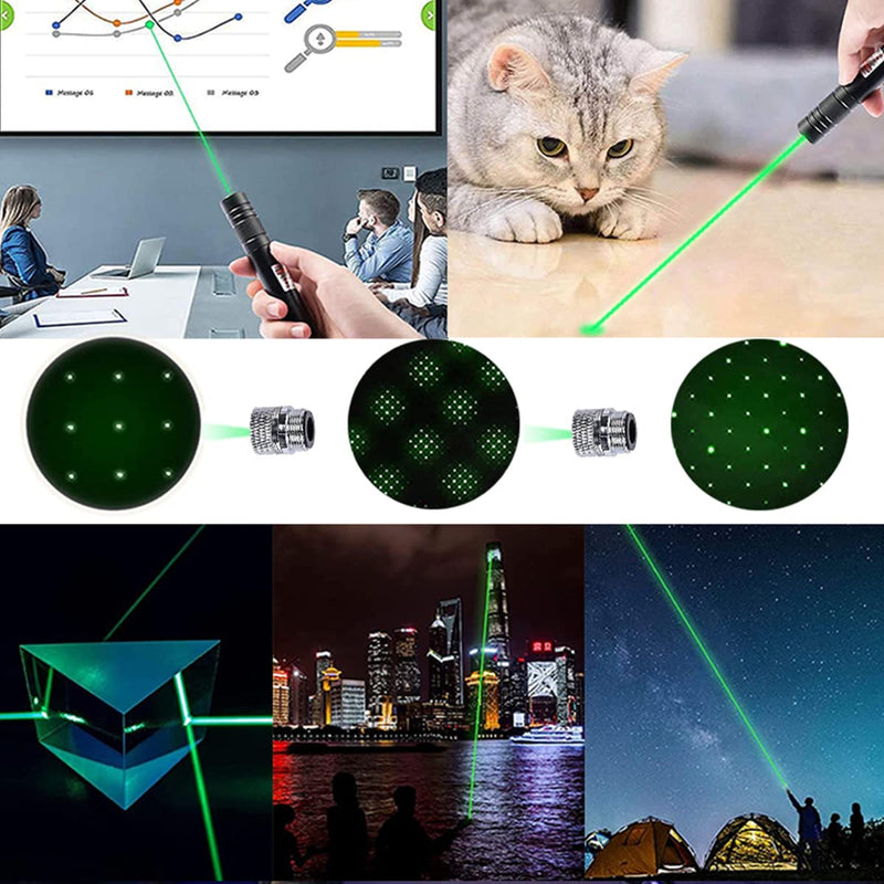 [AUSTRALIA] - Green Laser Pointer, Long-Range high-Power Laser Pointer, Adjustable Mode, 2000 Meters Handheld Laser Pointer, Suitable for Camping, Hiking, Emergency, USB Charging 