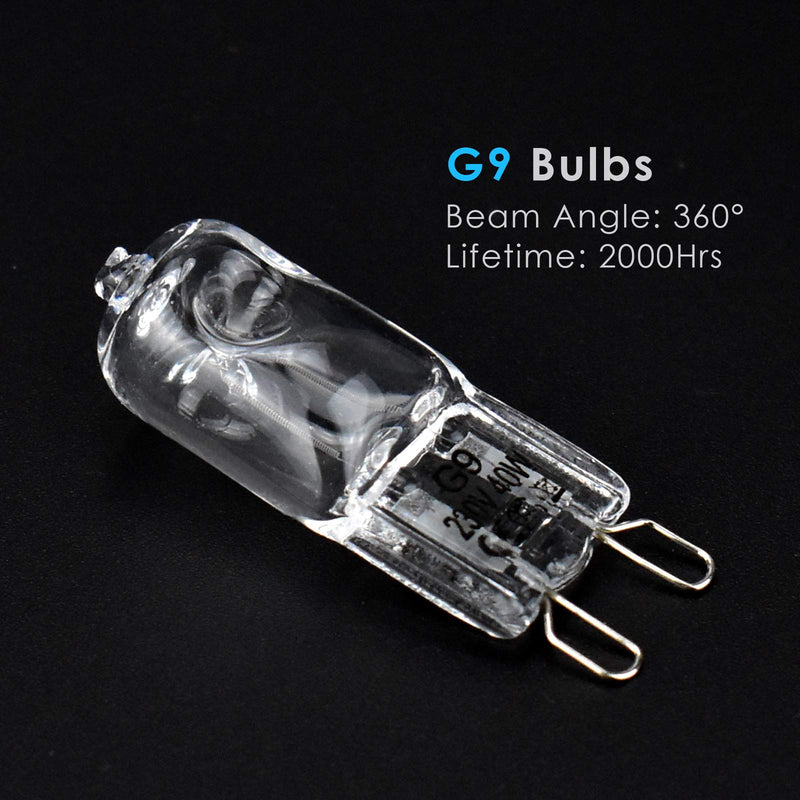 BROTOU Pack of 4 G9 Halogen Bulbs, G9 Halogen Bulbs, 40 W, 230 V, 2800 K, Dimmable Halogen Bulbs for Oven Lamp, Microwave, Cooker, Ceiling Lights 4er-40w