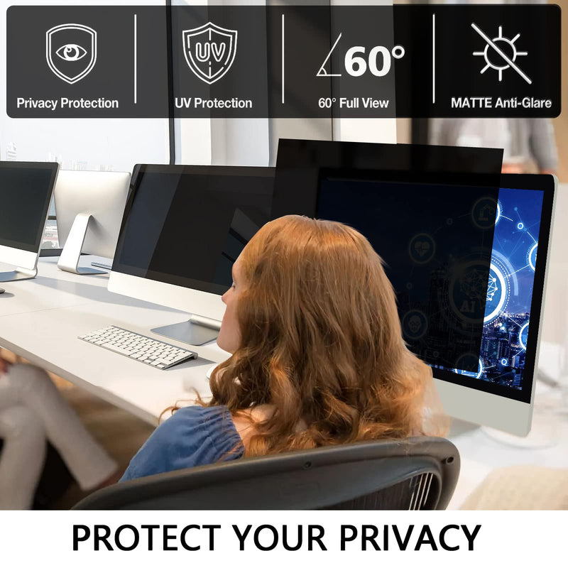 [2 -Pack 24 Inch Computer Privacy Screen for 16:9 Widescreen Monitor Shield Removable Eye Protection Anti-Glare Blue Light Anti Scratch Filter Comput 2 Pack 24 inch