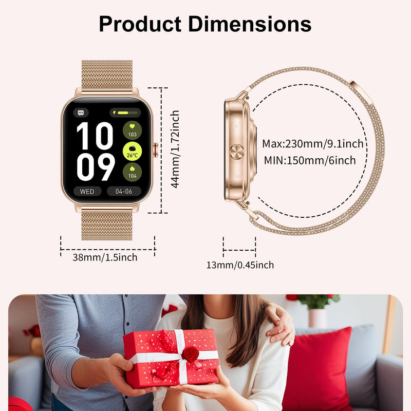 Smart Watches for Women, 1000mAh Battery lasts 20 days, 1.85"HD Smart Watch (Answer/Make Calls) Heart Rate/Sleep Monitoring, 130+ Sports Modes Activity Trackers, Fitness Watch for iOS Android