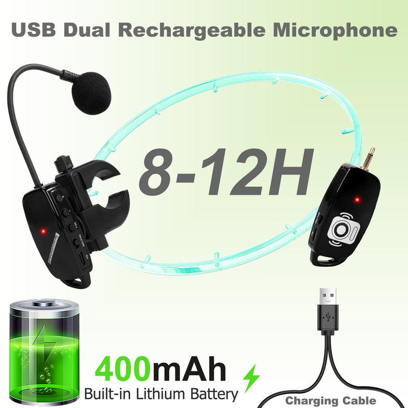 Wireless Flute Microphone for Instrument System: 2.4G Cordless Professional Mic Wind Music Instruments Microphone Receiver and Transmitter, 160ft Range for Flute, Piccolo, Clarinet