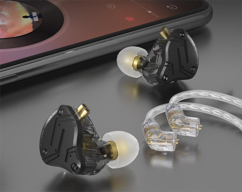 KZ ZS10 Pro X in Ear Monitor Headphone, Upgraded 4BA 1DD KZ Headphone Multi Driver in Ear IEM Earphone with Detachable Silver-Plated 0.75mm 2Pin Cable inears for Audiophile(Dark,No Mic)… NO Microphone Dark