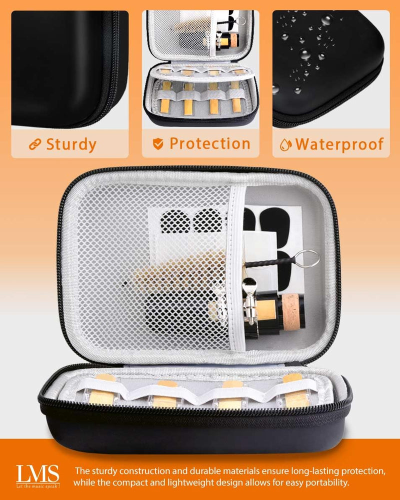 LMS Bb Clarinet Mouthpiece Kit with Case, Clarinet Mouthpiece Accessories Set for Beginners, Clarinet Mouthpiece Metal Ligature 2.5 Reeds Cushions Pads Cap Brush EVA Storage Case