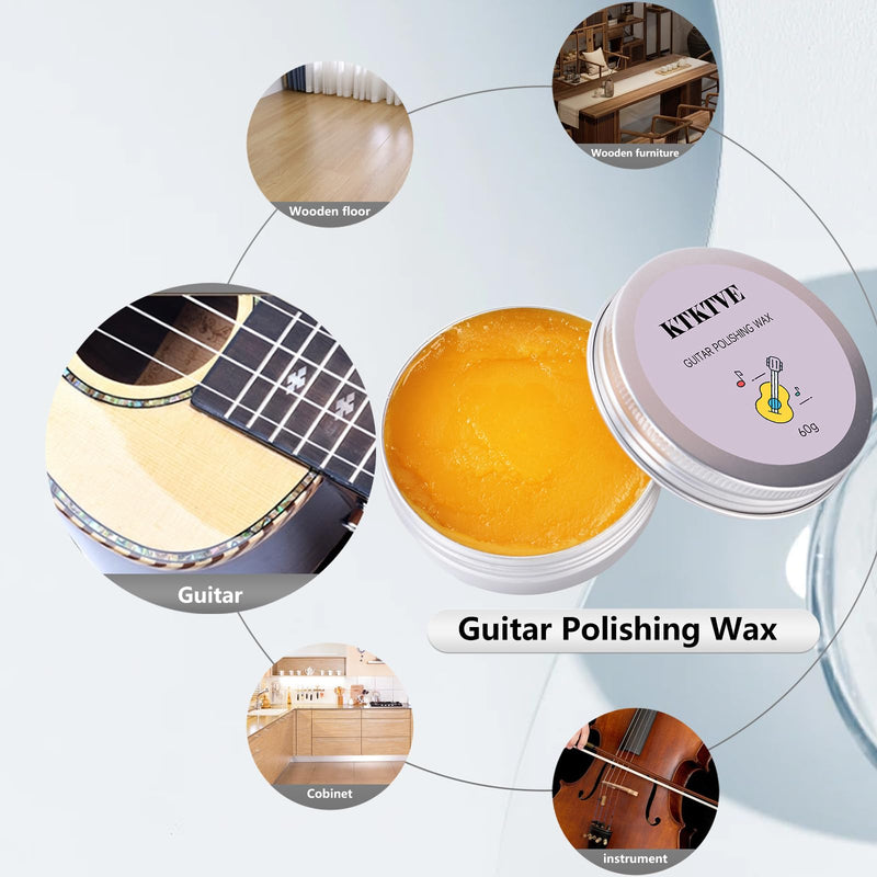 Guitar Cleaning Kit- Complete Guitar Care Kit 8 Pack with Guitar Cleaner, Lemon Oil for Guitar Fretboard, Polish Wax, String Cleaner, Winder, Soft Brush and Microfiber Cloth