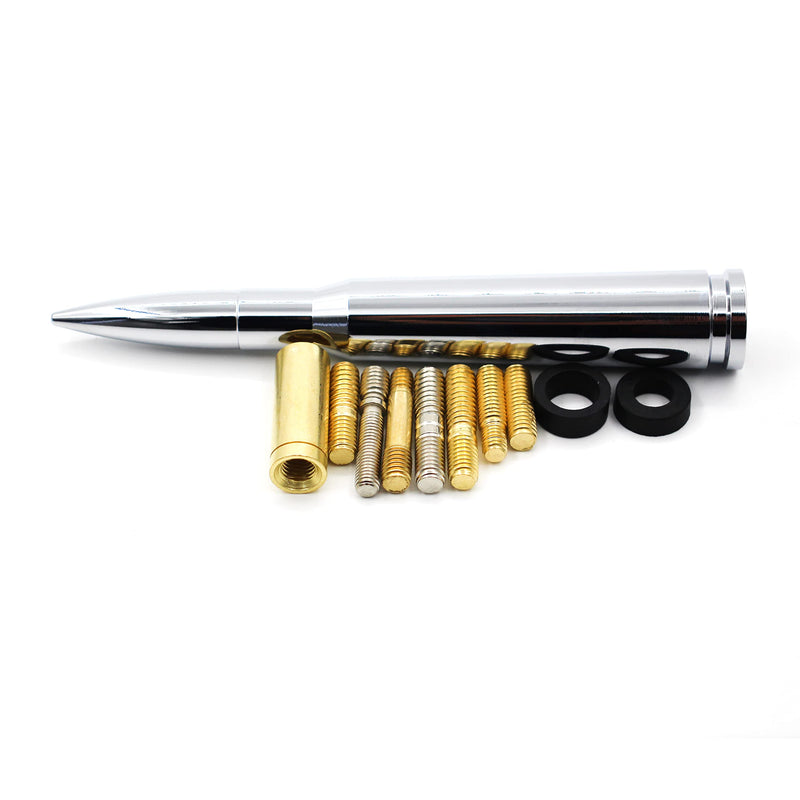 Chrome Stubby Antenna mast 50 Cal Fit for car Track Antenna Delete Replacement, Ford F150 F250 F350 RAM 1500 2500 GMC Denali Chevy Pick-up Chrome